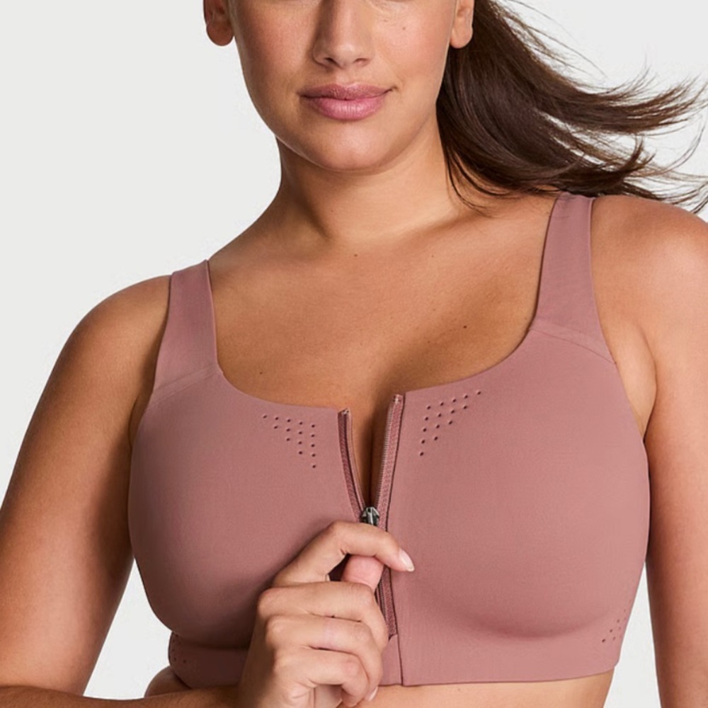 Victoria's Secret Front-Zip Wireless Bra - Mauve Pink 34DDD